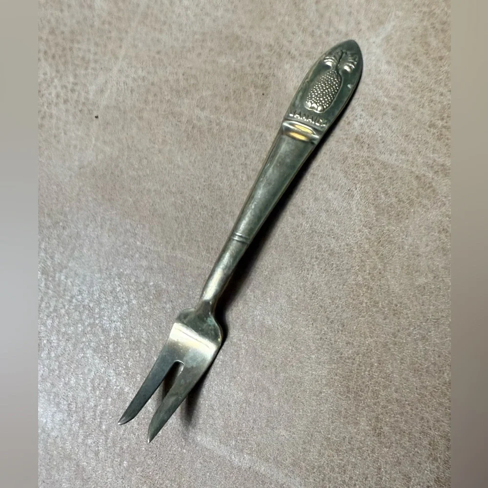 Small Jamaica Pineapple Cocktail Fork Gold Vintage